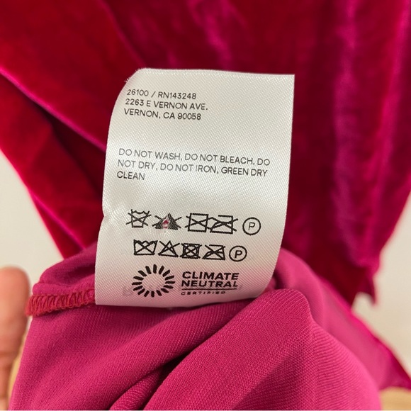 Reformation Lyza Rhubarb Velvet Silk Blend Spaghetti Strap Mini Dress size S - Picture 5 of 5